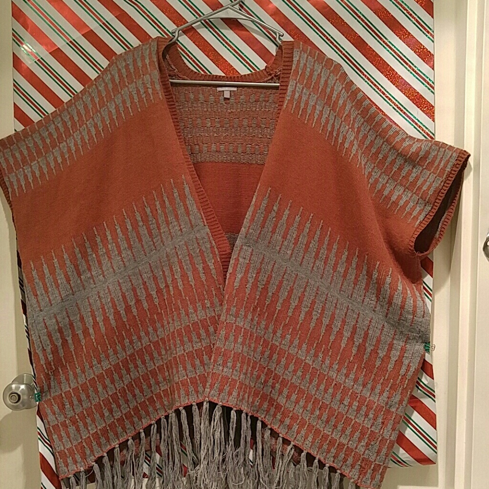 Red and Gray cardigan/poncho